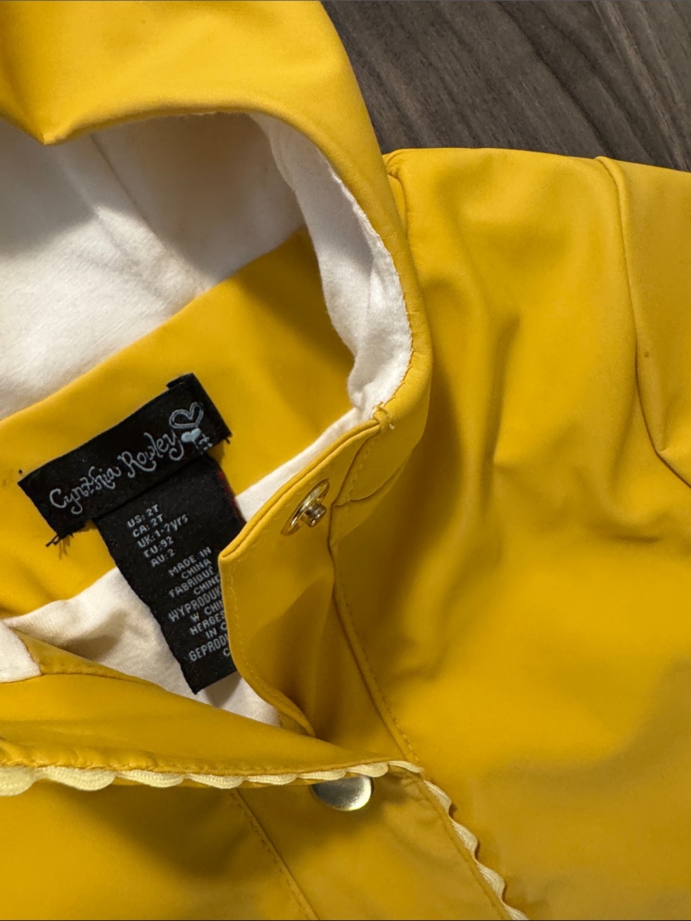 Cynthia Crowley Kids Yellow Two-Tone Hooded Raincoat, 2T - Picture 3 of 3